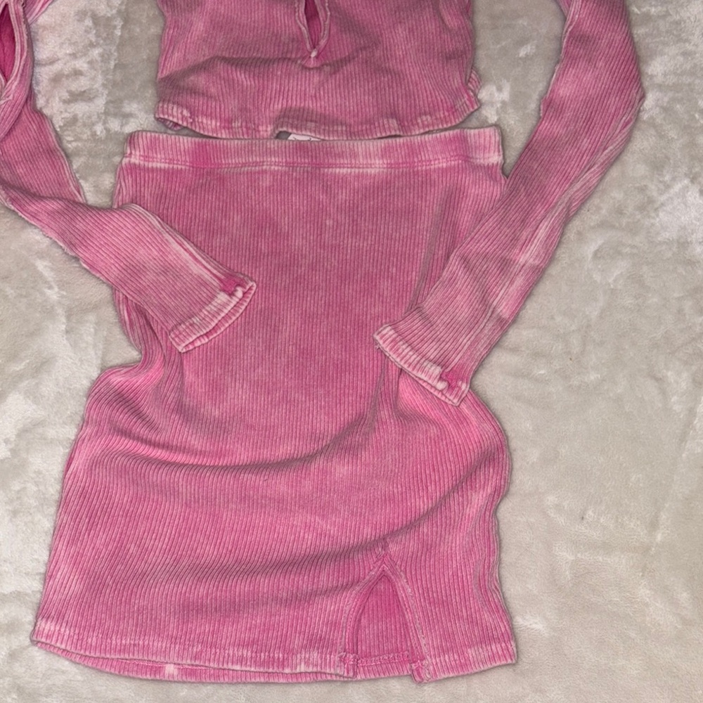 Pink Ribbed matching set - Picture 3 of 4